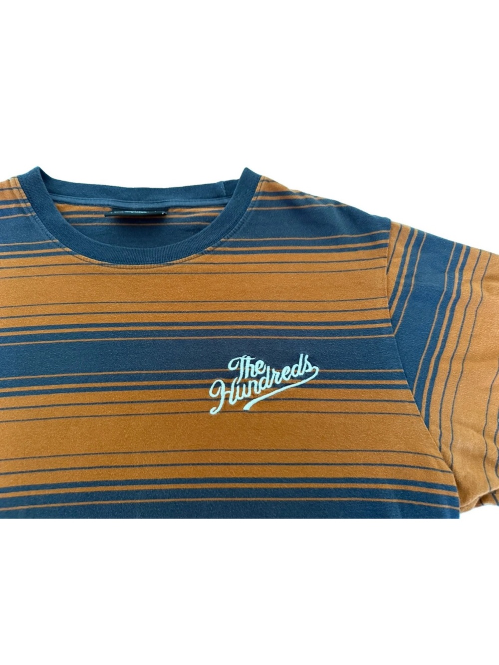 The Hundreds Mens Striped Navy and Rust Tee